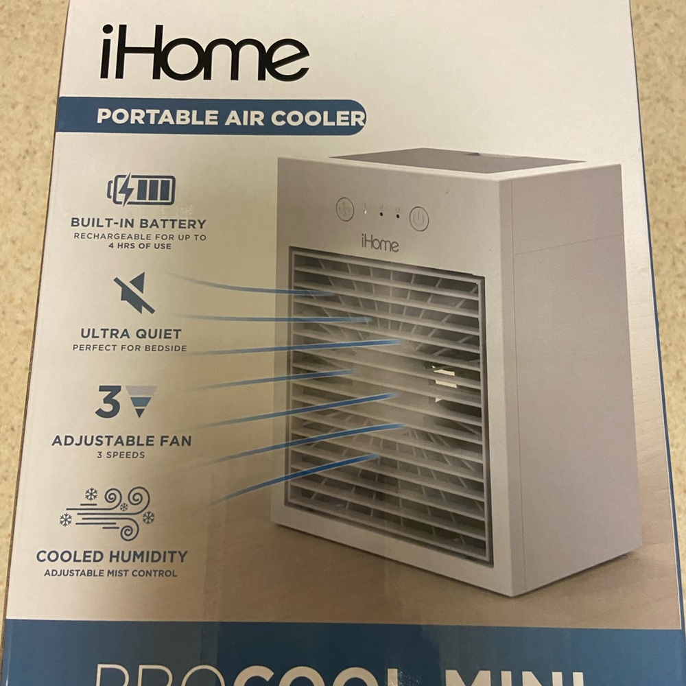 iHome White Portable Air Cooler with Adjustable Fan- Procool Mini